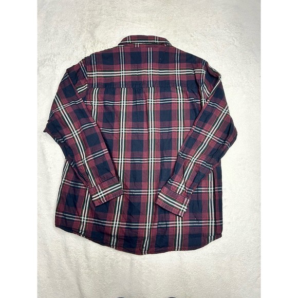 Vintage Maroon & Black Plaid Pearl Snap Western Flannel Shirt Men's Size Large - Picture 8 of 8